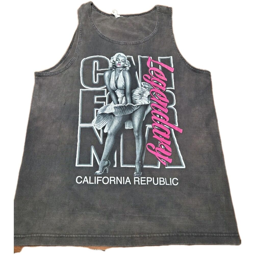 SOL Classic Marilyn Monroe California Tank Top Shirt XL Gray Graphic Pinup Hole